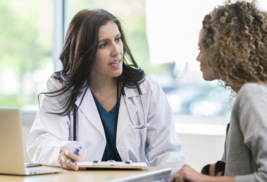 lady doctor consult a women for menopause