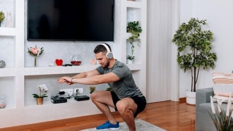 man doing workout at home