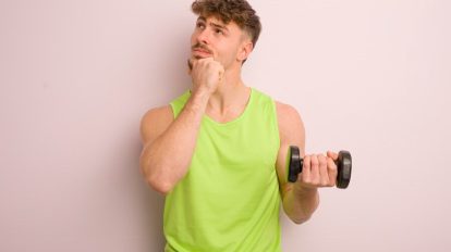 young cool muscular man thinking